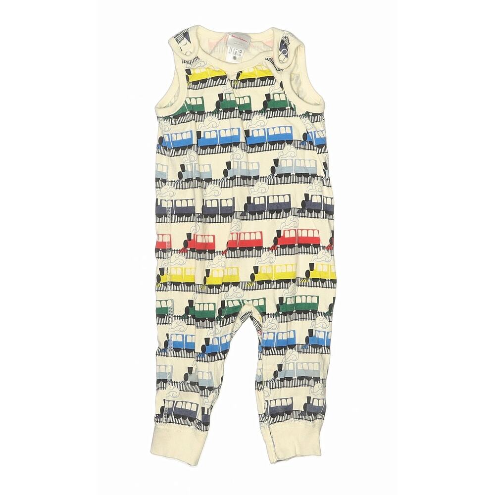 Hanna Andersson Trains Overalls Romper Size 18-24mo